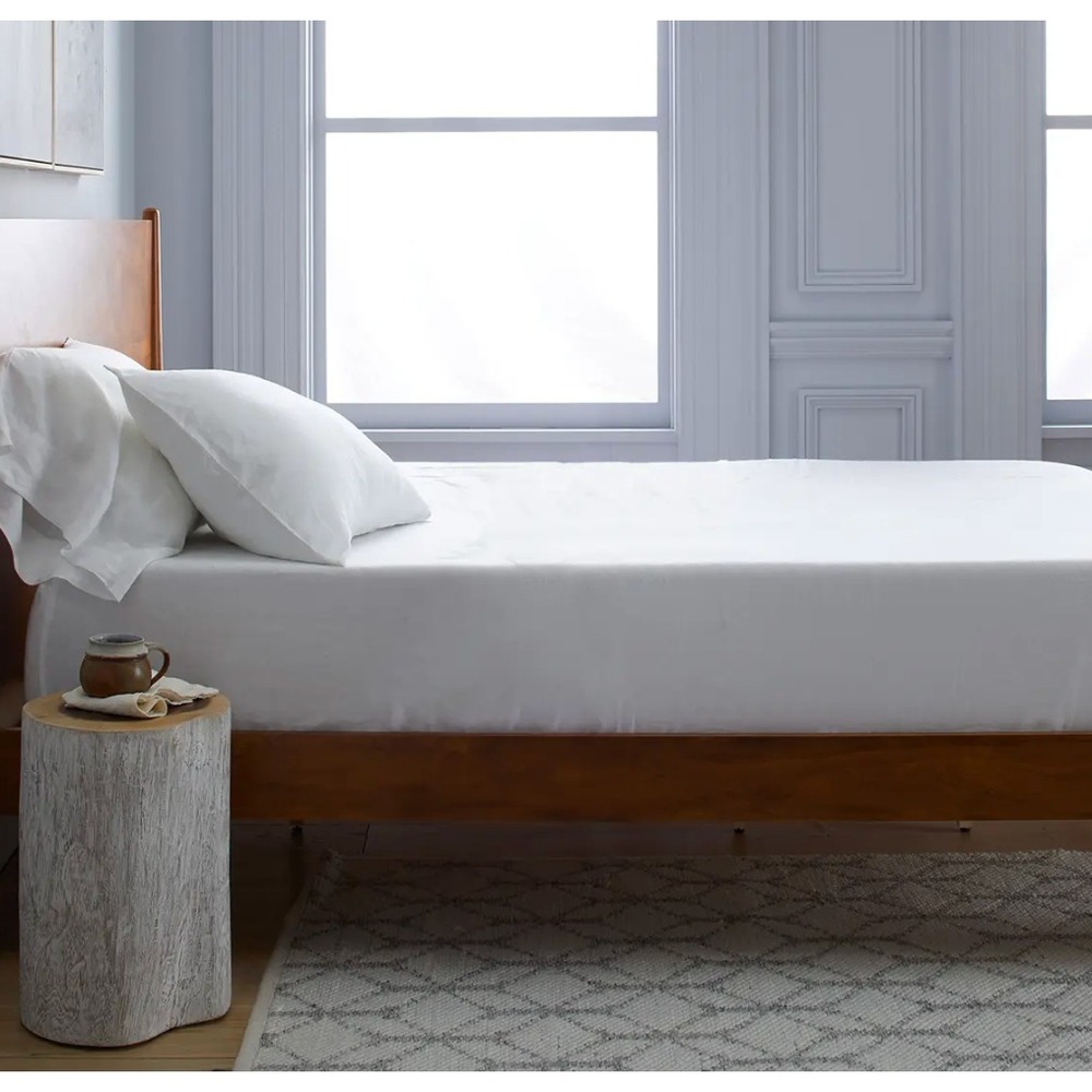 Quince European Linen Fitted Sheet Set King Size White NO FLAT SHEET 3 Piece
